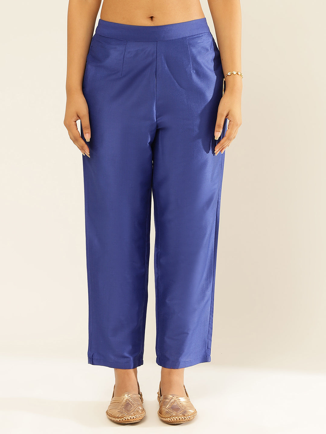 Cotton Viscose Straight Pants-Imperial Blue