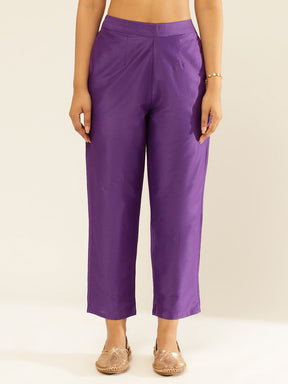 Cotton Viscose Straight Pants-Velvet Purple