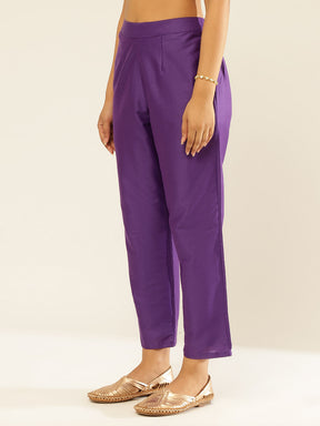 Cotton Viscose Straight Pants-Velvet Purple