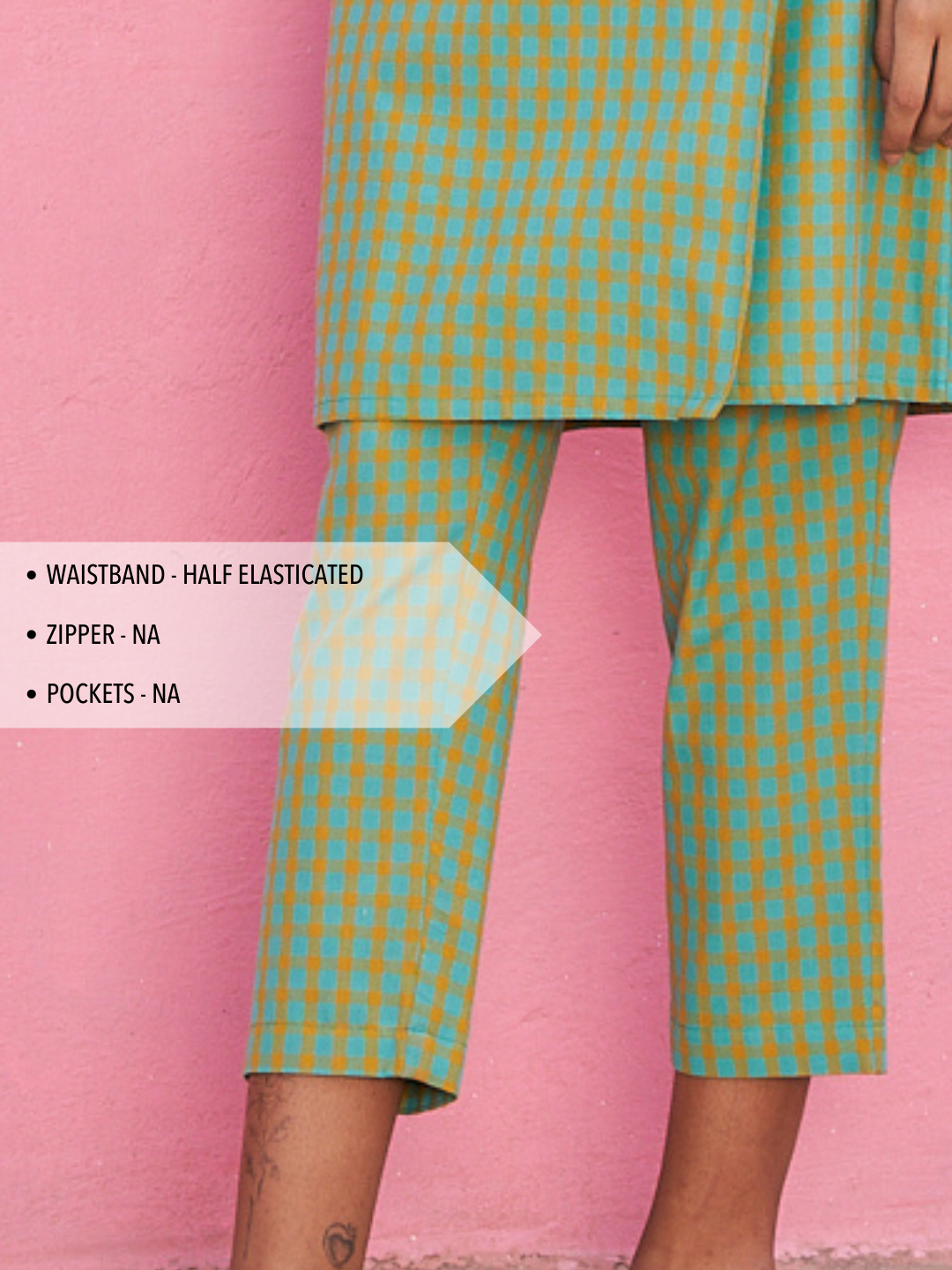 Multi-color checks straight pants