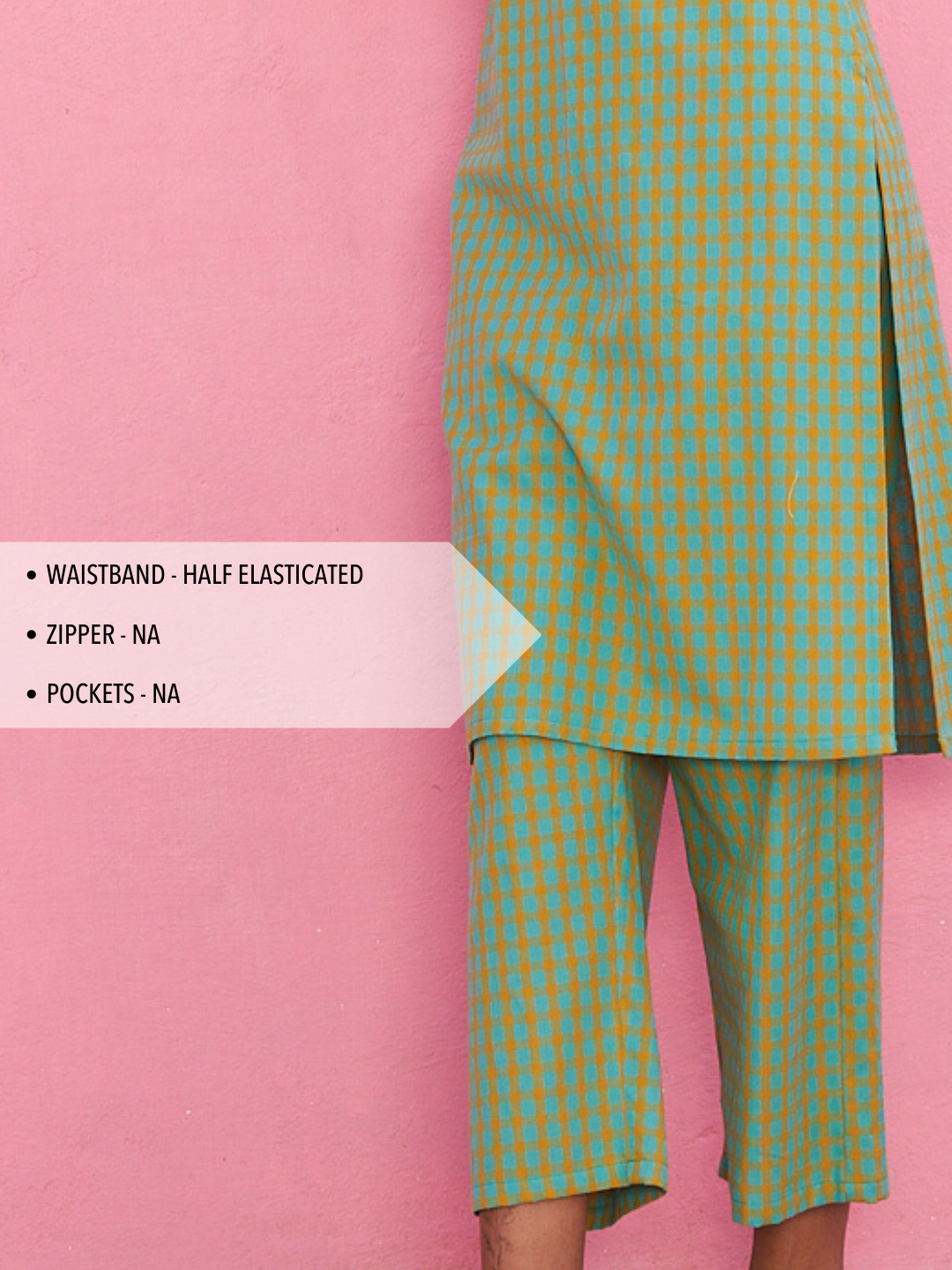 Multi-color checks straight pants