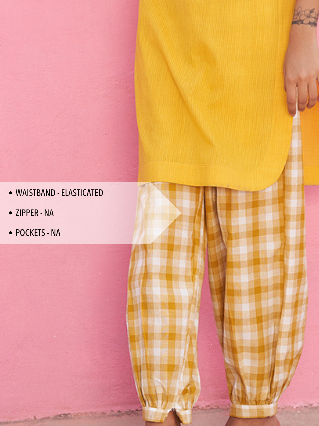 Yellow Big Checks Pathani Pants