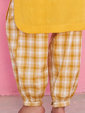 Yellow Big Checks Pathani Pants