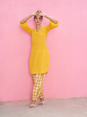 Yellow Big Checks Pathani Pants