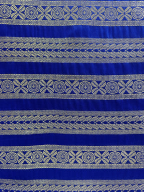 Collared Banarasi Kurta with banarasi Zari border-Imperial Blue