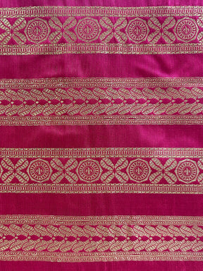 Overlapped zari Banarasi Circular Kurta -Fuschia Pink