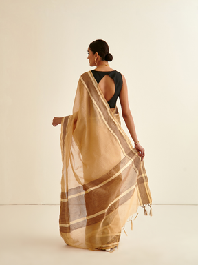 Banarasi Woven sari- Buttermilk Brown