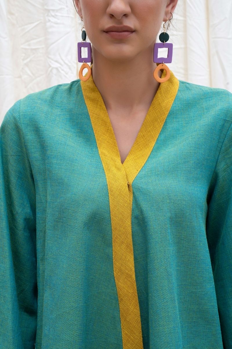 Persian-Green Mangalgiri Cotton High-Low Tunic