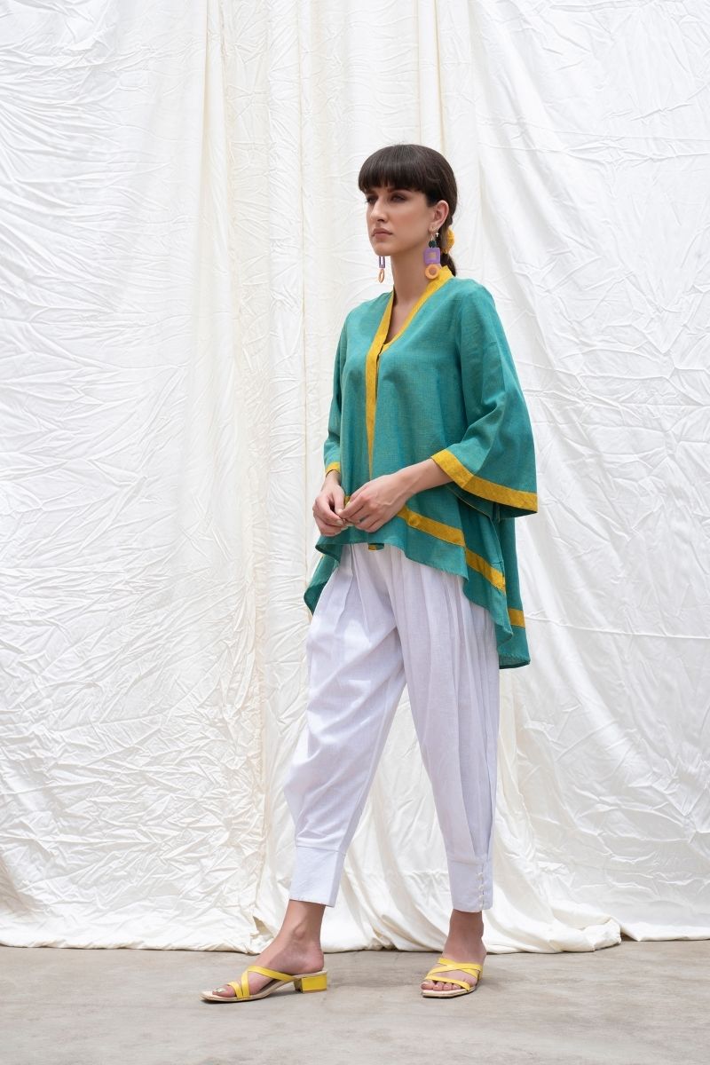 Persian-Green Mangalgiri Cotton High-Low Tunic