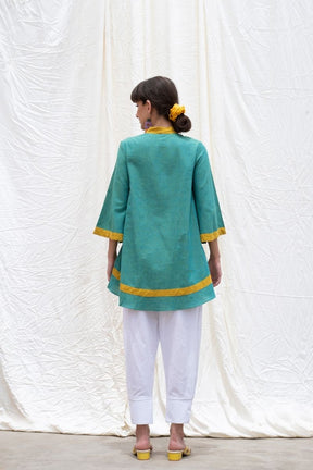 Persian-Green Mangalgiri Cotton High-Low Tunic