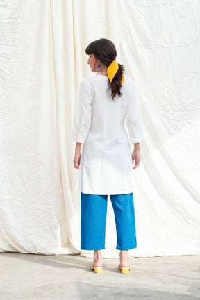 Marshmellow White Button Down Kurta With Pants