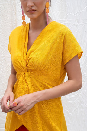 Dandelion Yellow Mangalgiri High-Low Tunic With Pants