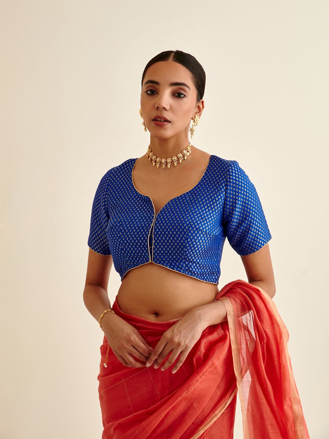 Butti design Banarasi blouse-Imperial Blue