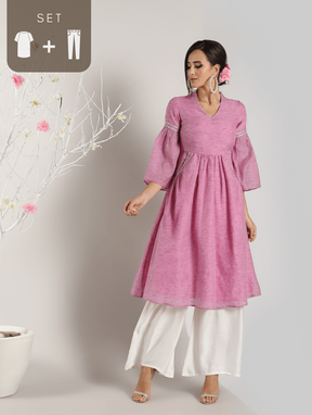 Abhishti Cotton Baswada Flared Pastel Kurta with Bottom