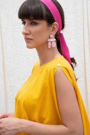 Dandelion-Yellow Mangalgiri Cotton Hemline Top