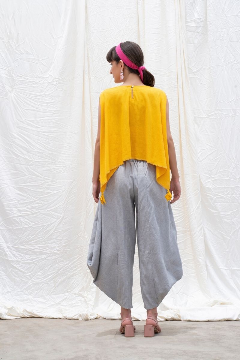 Dandelion-Yellow Mangalgiri Cotton Hemline Top