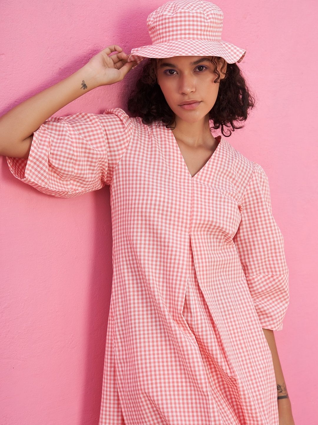 Box Pleated Gingham Checks Kurta