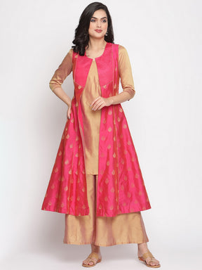Golden Haze Banarasi Flared Palazzo