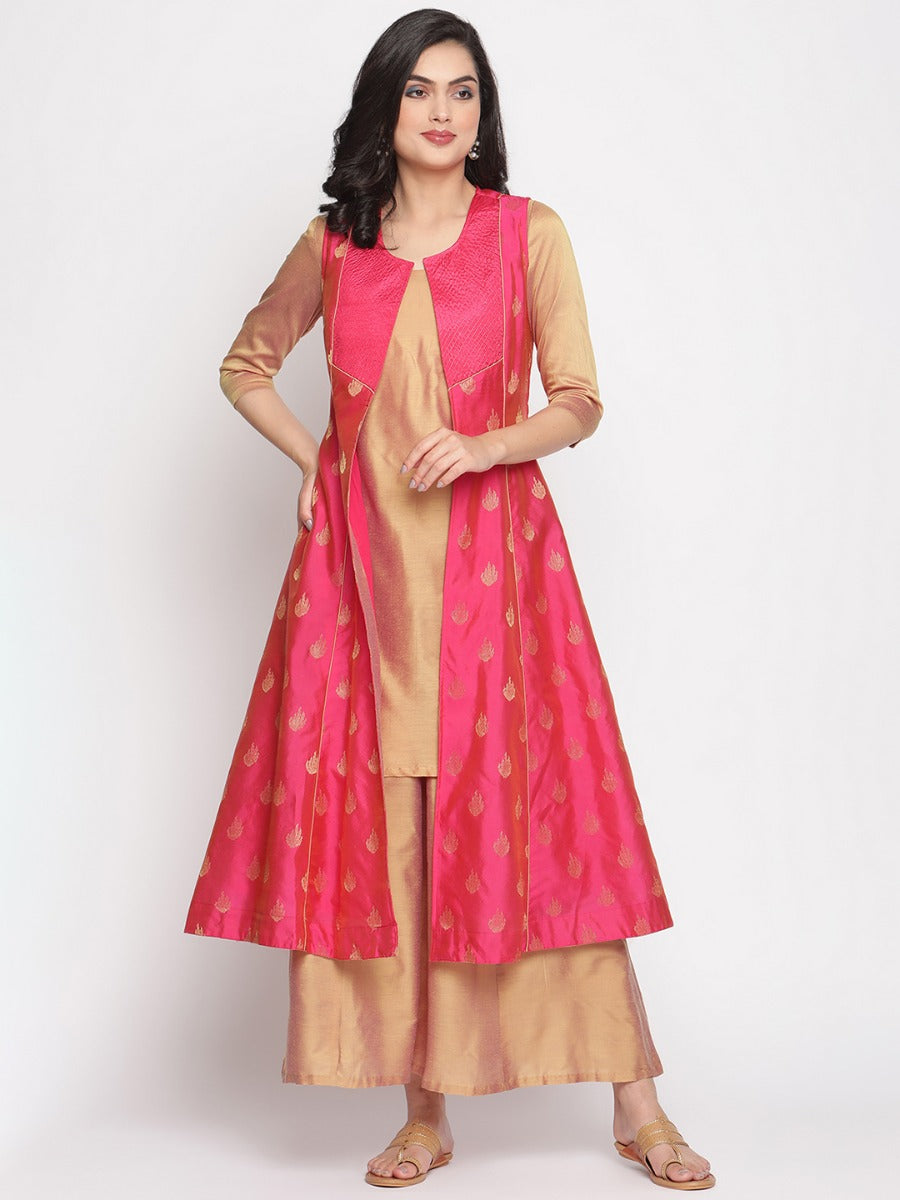 Golden Haze Banarasi Flared Palazzo