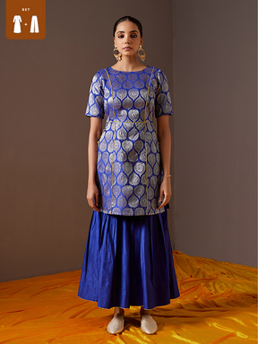 Banarasi zari kurta with contrasting Sharara.