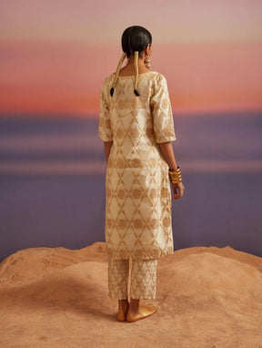 Cloud Cream Banarasi Straight Kurta
