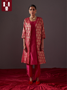 Banarasi zari jacket with straight kurta & Pants