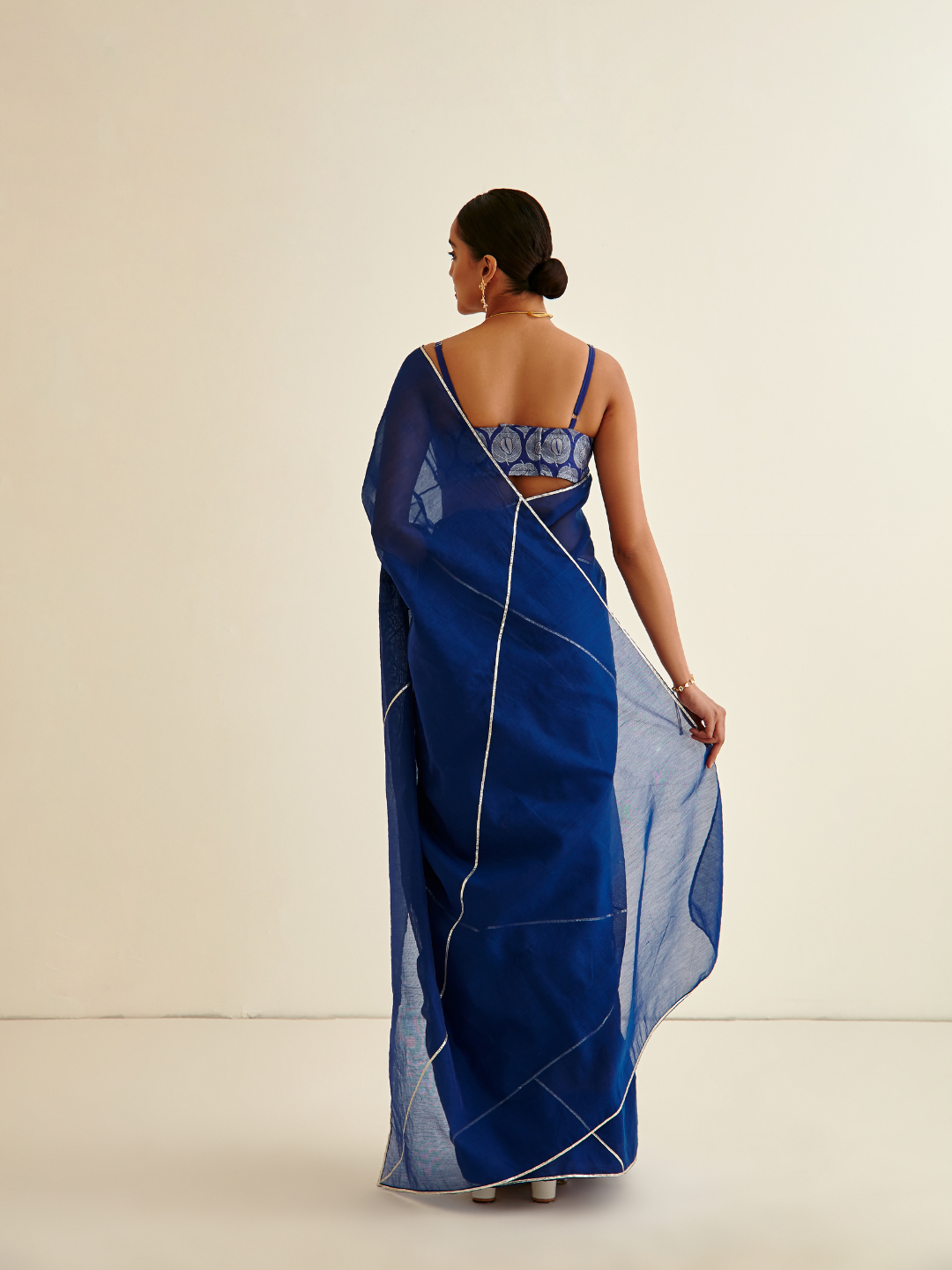 Banarasi woven sari with Gota patti highlights- Admiral Blue
