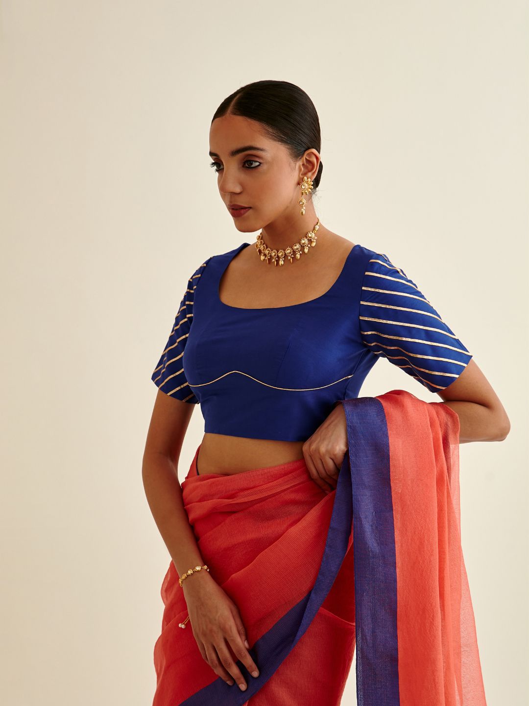 Banarasi Gota patti Blouse-Dark imperial