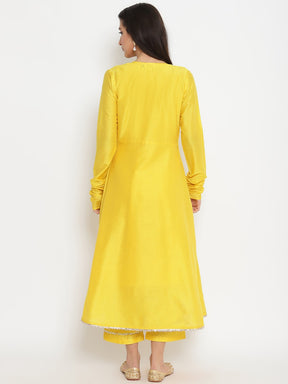 Yellow Banarasi Jacket with sleeveless kurta