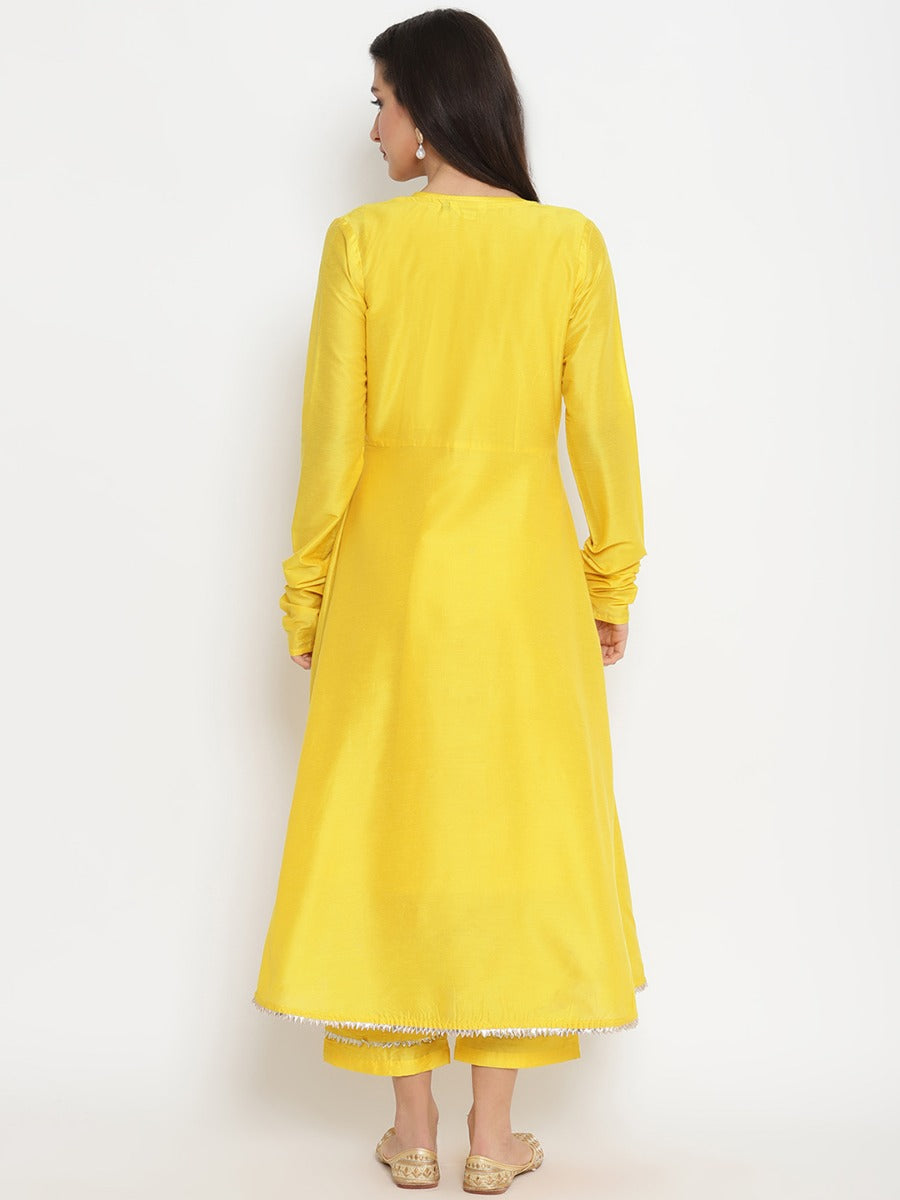 Yellow Banarasi Jacket with sleeveless kurta