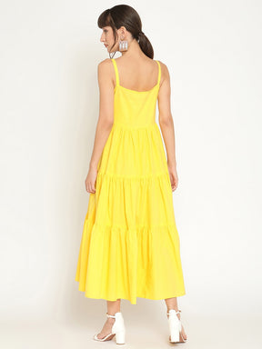 Strappy tiered cotton poplin maxi dress