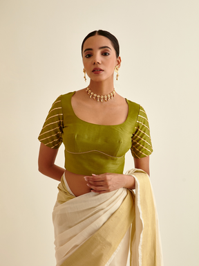 Banarasi Gota patti Blouse-Sheen Green