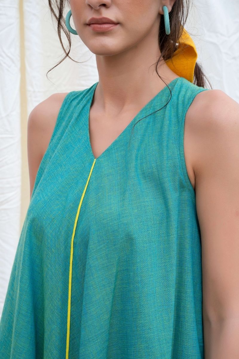 Persian Green Mangalgiri Flared Kurta With Pants