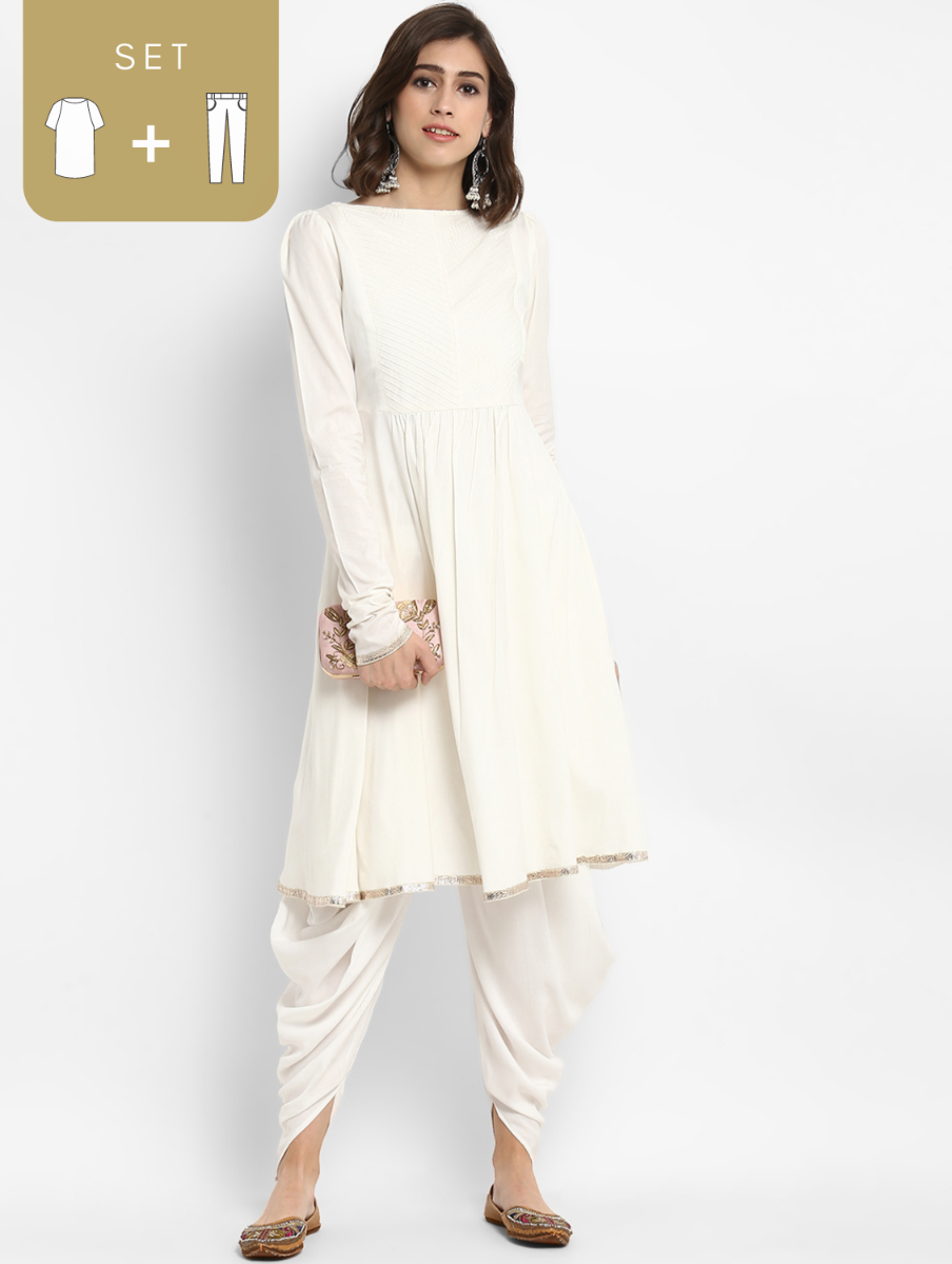 Buy Aayumi Women Yellow Cotton Blend Printed Kurta and Dhoti Pant Set (S)  Online at Best Prices in India - JioMart.