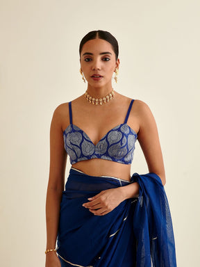 Banarasi paan Zari Blouse-Imperial Blue