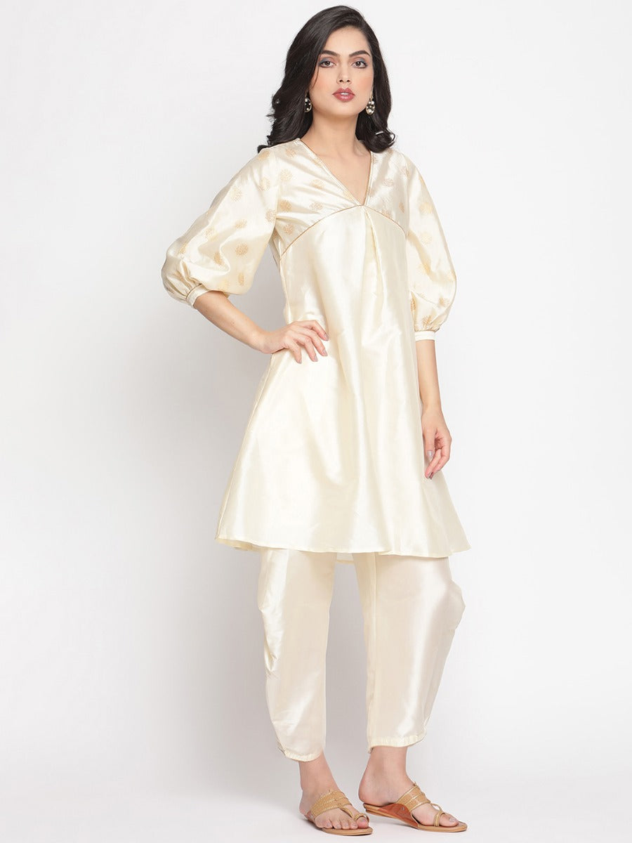 Cloud Cream Banarasi Pleated Pant