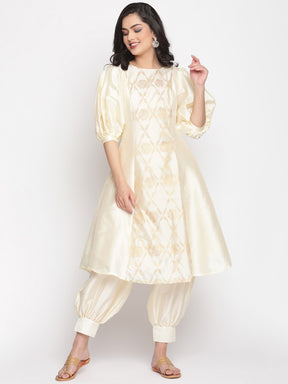 Cloud Cream Banarasi Pathani Salwar