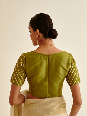 Banarasi Gota patti Blouse-Sheen Green