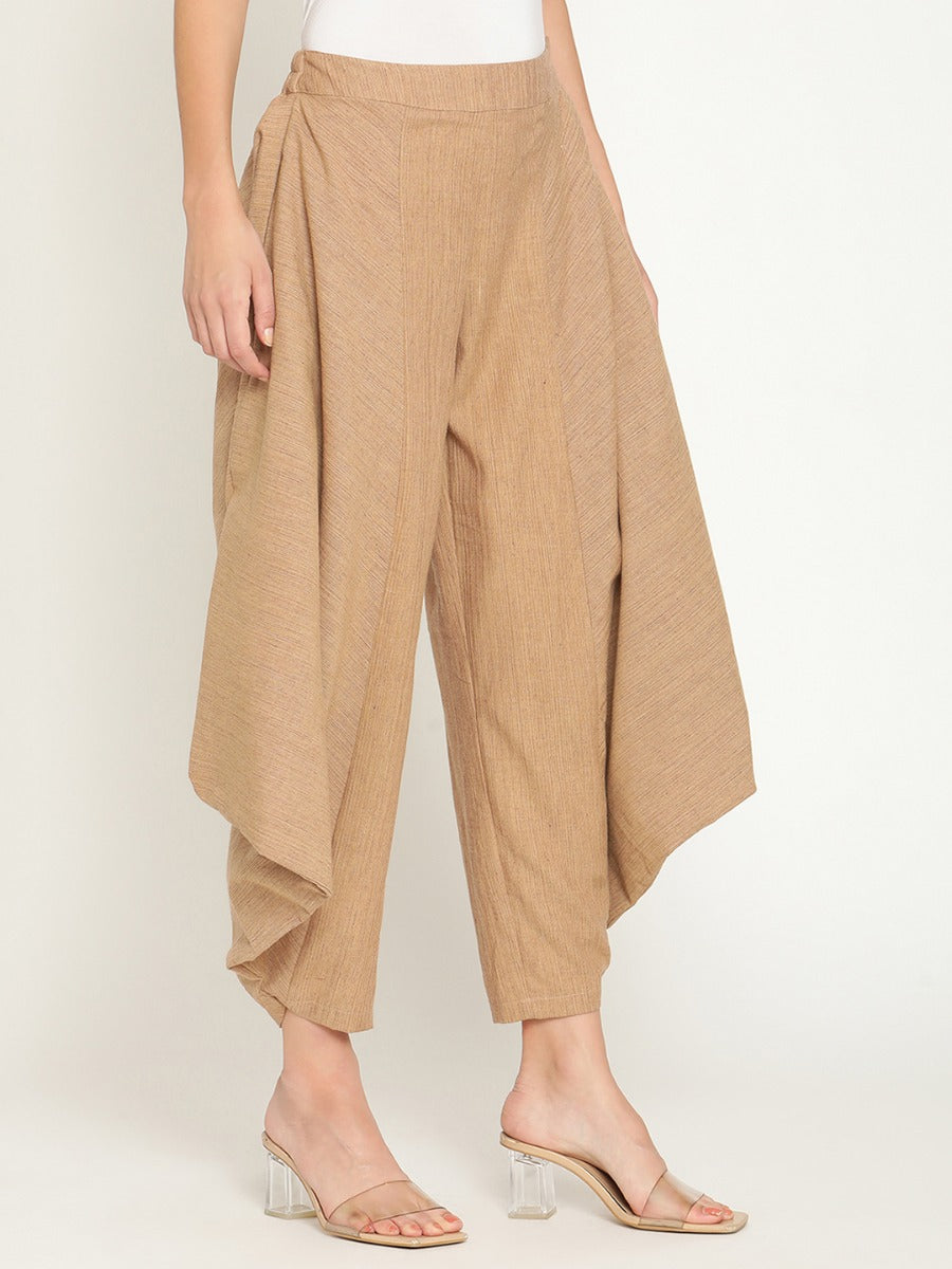 Russet Brown Straight Pants With Elasticated Waist