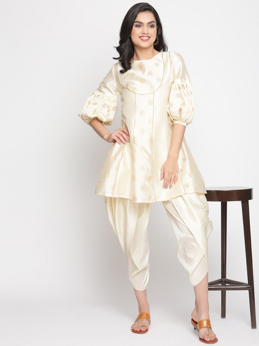 Cloud Cream Banarasi Tulip Dhoti