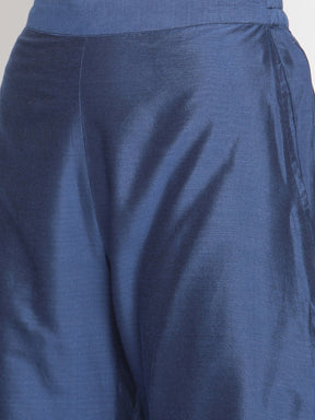 Coral Blue Banarasi Pleated Pant