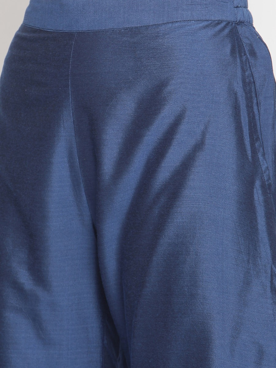 Coral Blue Banarasi Pleated Pant