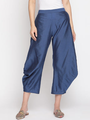 Coral Blue Banarasi Pleated Pant