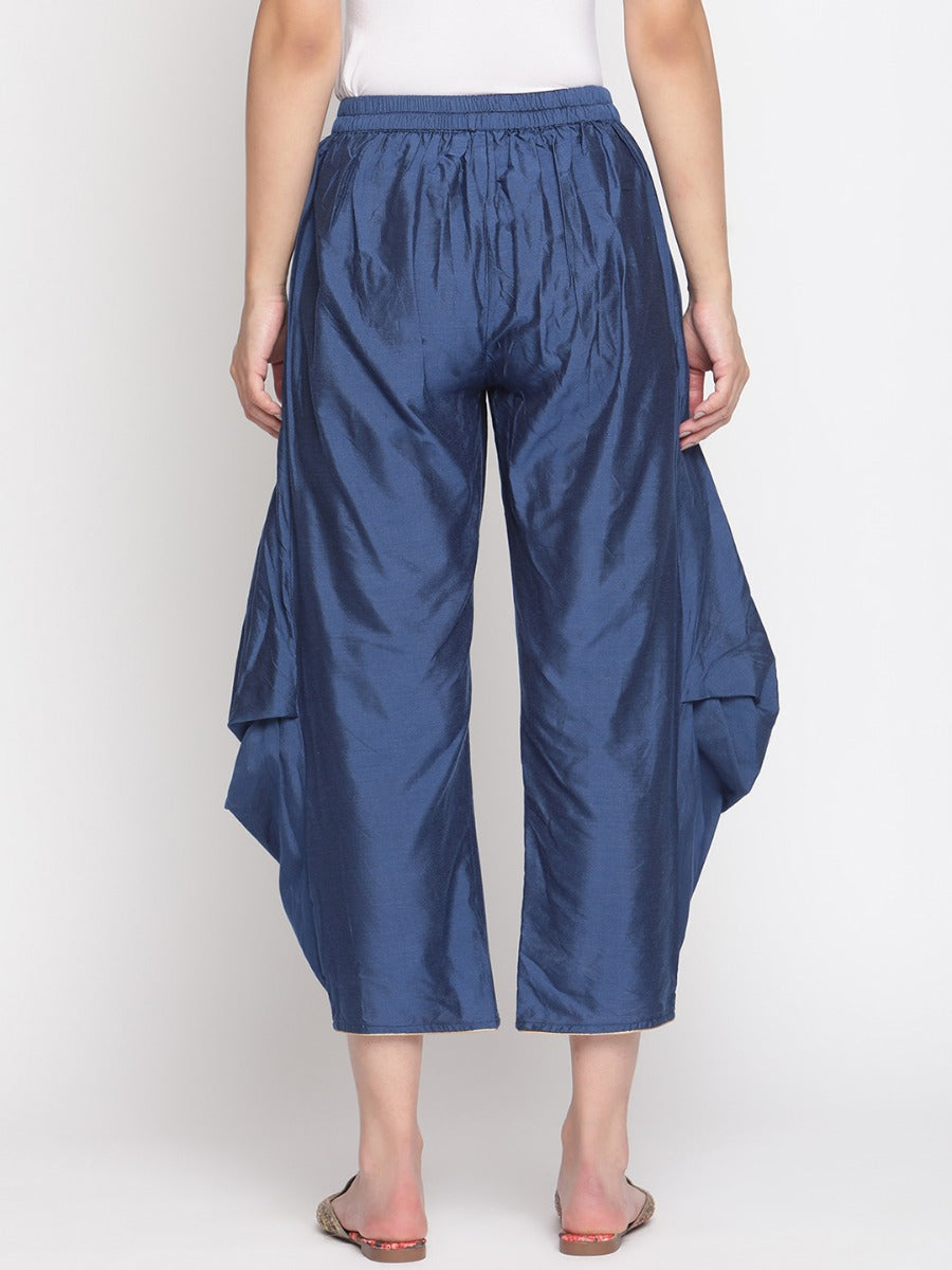 Coral Blue Banarasi Pleated Pant