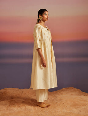 Cloud Cream Button Down Banarasi Jacket