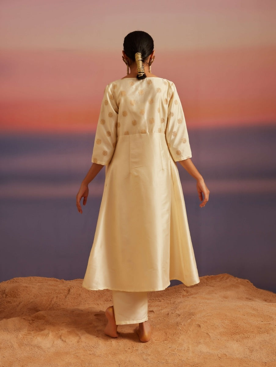 Cloud Cream Button Down Banarasi Jacket