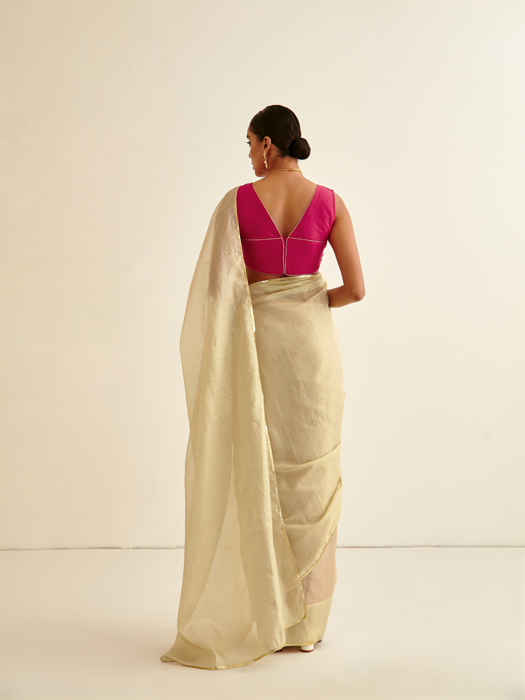 Tissue silk sari- Banana Gold