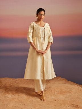 Cloud Cream Button Down Banarasi Jacket