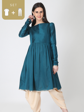 Peacock Green with beige Dhoti