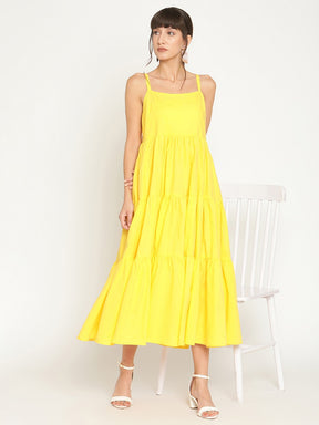 Strappy tiered cotton poplin maxi dress